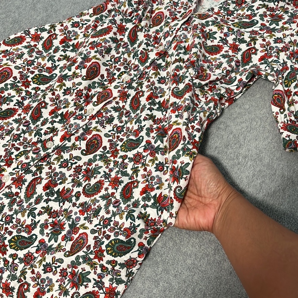 Boden Mini Tea Dress Small Preppy Button Paisley Floral Puff Cotton Casual - Picture 8 of 13